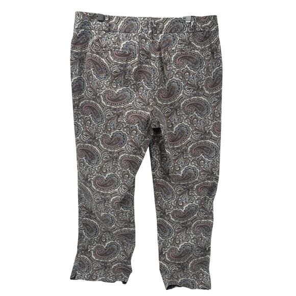 Talbots Pants Womens 12 The Perfect Crop Paisley Taupe Pink Blue + Pockets - Picture 4 of 9